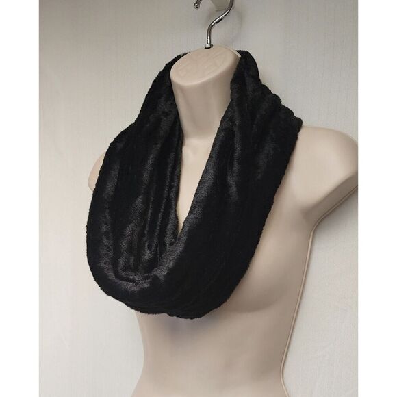 Faux Fur Infinity Tube Neck Warmer Winter Scarf Color Black - Picture 2 of 5